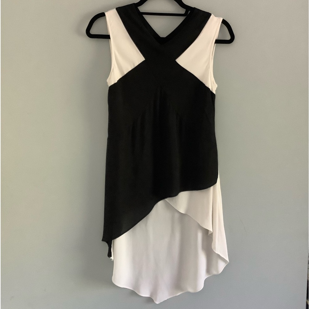 BCBG Max Azria High-Low Black & White Tank